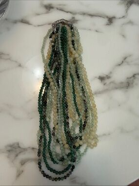 Multi-strand beaded necklace with Judith Ripka silver clasp